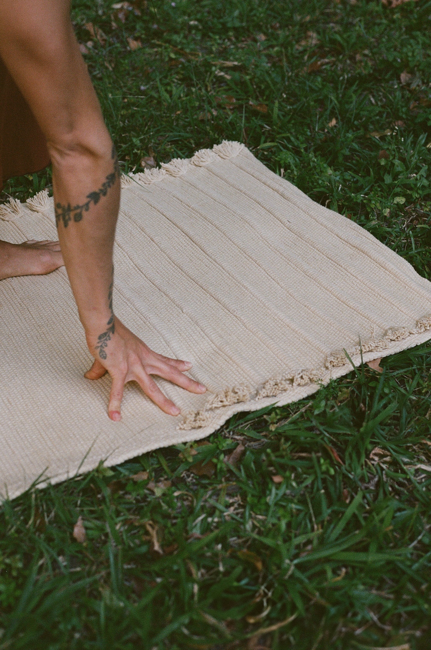 Organic Cotton Yoga Mat - Sand - Neem Herbal Dye