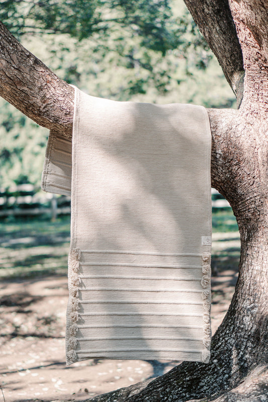 Organic Cotton Handloomed Yoga Mat Beige Herbal Dyed Neem Sand