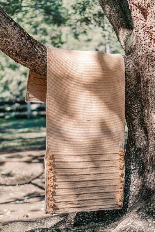 Organic Cotton Handloomed Yoga Mat Orange Herbal Dyed Annatto Sun