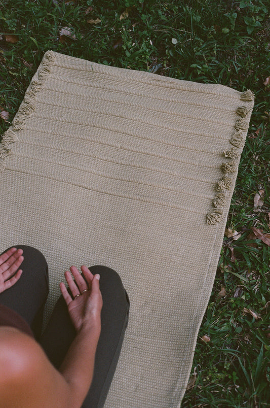 Organic Cotton Yoga Mat - Moss - Tulsi Herbal Dye