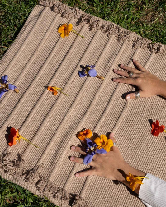 Organic Cotton Yoga Mat, Handloomed and Plant Dyed - Earth - Vembalam Herbal Dye